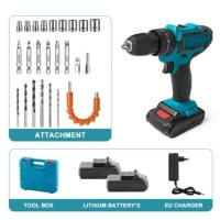 Juego de destornilladores inalámbricos de 28 V, atornillador inalámbrico con 2 baterías de 1300 mAh, taladro inalámbrico de 45 N.m máximo, par de giro a 18+1 niveles, 2 marchas - details 1
