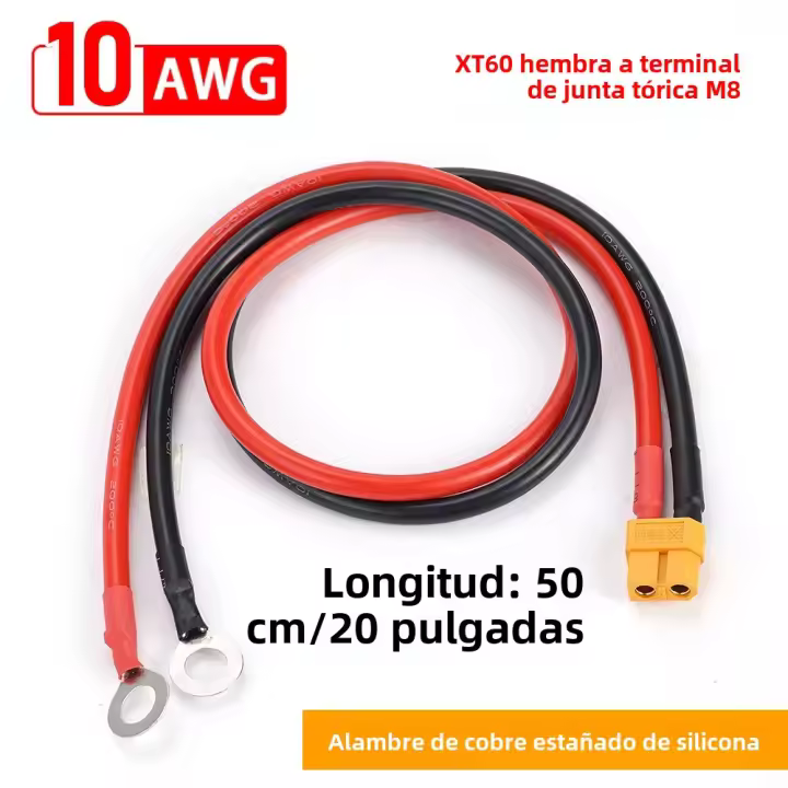 Cable De Conector De Batería XT60 Con Terminal De Anillo M8 10AWG Para RC ESC Cargador Energía Lateral Cable De Alambre De Silicona - 1