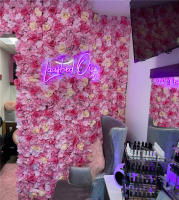 Pared De Flores Artificiales Rosa De Seda Para Decoración De Bodas Bebés Y Navidad Estilo De Hojas Verdes Y Rosas Tamaño Grande - details 12