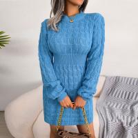 Vestido De Coctel Para Mujer Estilo Casual De Otoño/invierno Cuello Redondo Cintura Alta Abrigo Suéter De Alta Calidad Y Cómodo Vestido Manga Batwing De Polyester Silken Cintura Natural - details 5