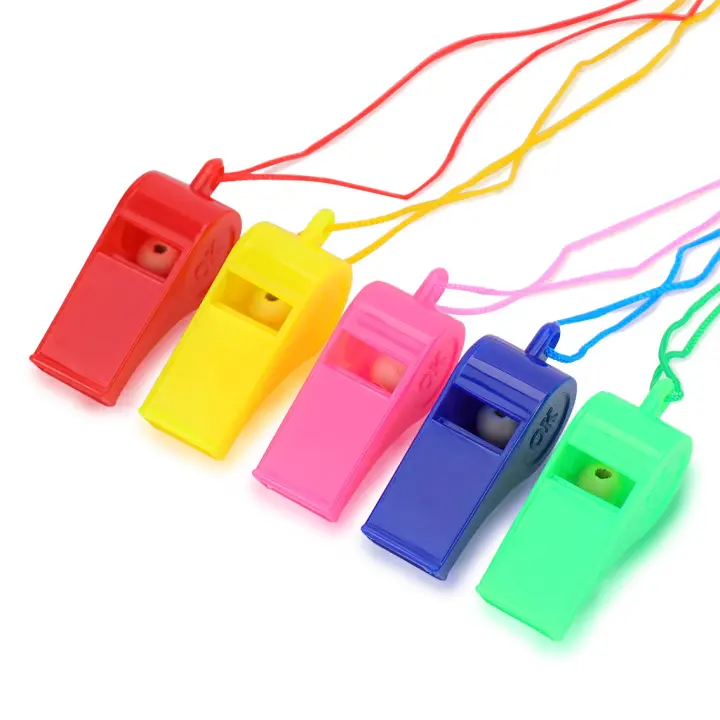 Pack de 50 a 100 unidades de Pitos Silbatos para niños y fiestas, Silbatos de colores, 5 colores diferentes, De plástico, Jugetes para niños, Regalos originales para niños, Suministros para fiestas, Regalantes.com - 1