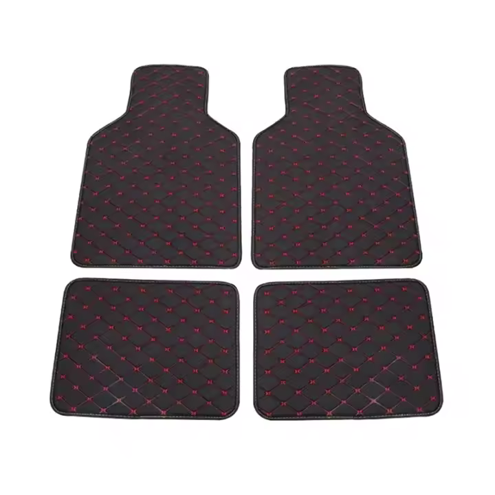 Alfombras de Coche Universales de Cuero PU de Alta Calidad Juego de 4 Piezas para Coches, Coches, SUV Hecho de Fibra Natural - 1