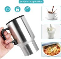 STARLEY-BASIC HOME Taza Mug Plateado Eléctrica para coche,12 V, 400 ml, de Acero Inoxidable,Taza eléctrica para coche, con Cargador de Mechero de Coche,Termo para Viajar - details 3