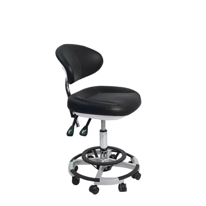 Silla con respaldo ajustable y altura ajustable con ruedas de material duradero para oficina casa salón de belleza - 1
