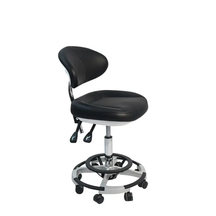 Silla con respaldo ajustable y altura ajustable con ruedas de material duradero para oficina casa salón de belleza - 1