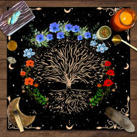 Mantel De Tela Para Cartas De Tarot 1pc Decoración De Juego De Cartas Pagan Con Fases De Luna Y Flores Estilo Pagan Para Atril Y Brujería - details 34