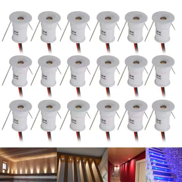 Lámpara De Punto De Luz LED Mini 1W IP65 DC12V Dimmable Para Interior Ceilings Dormitorio Cocina Escaleras Armarios - 1