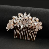 Peine De Boda Con Floral De Strass Y Rosas Simples Accesorio Para El Cabello De Aleación De Aluminio Peine Inserto Para Vestido De Novia - details 5