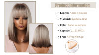 Pelucas Sintéticas Cortas Y Rectas Para Mujeres De Color Rubio a Marrón Ombre Con Flequillo Peluca Bob Resistente Al Calor Para Cosplay Diario Y Fiestas Falso Cabello Tamaño Promedio - details 1