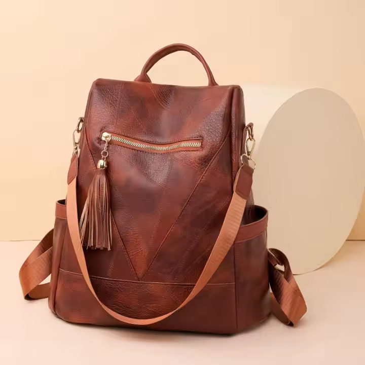 Mochila antirobo para Viajes de Ocio de Mujeres, mochila de viaje de Cuero Blanda Pu de Mujeres, Bolsa simple de gran capacidad - 1