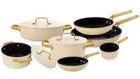 ARCOS Samoa Iconic Beige - Batería de Cocina (7 + 3 Piezas) - Antiadherente Cerámico - Aluminio Forjado - Asas Inox Dorado - details 0
