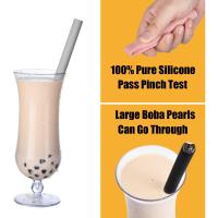 4 PCS Tenedores De Té Boba Reutilizables De Silicona Extra Grandes Para Batidos Y Té Con Cepillo De Limpieza - details 2