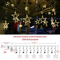 Curtain De Luces LED En Forma De Pentagrama Control Remoto Para Decoración Interior De Bodas Cumpleaños Y Navidad Luz De Ambiente Impermeable - details 5