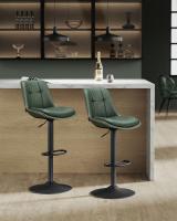 Set de 2 taburetes de bar giratorios y regulables, acolchado, con respaldo y reposapiés, de acero, para cocina y comedor, color negro tinta o marrón caramelo - details 18