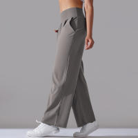 Pantalones Rectos De Pierna Ancha Para Mujer Casual Pantalones De Oficina Cintura Alta Holgados Para Danza Leggings Sin Costuras De Nylon - details 16