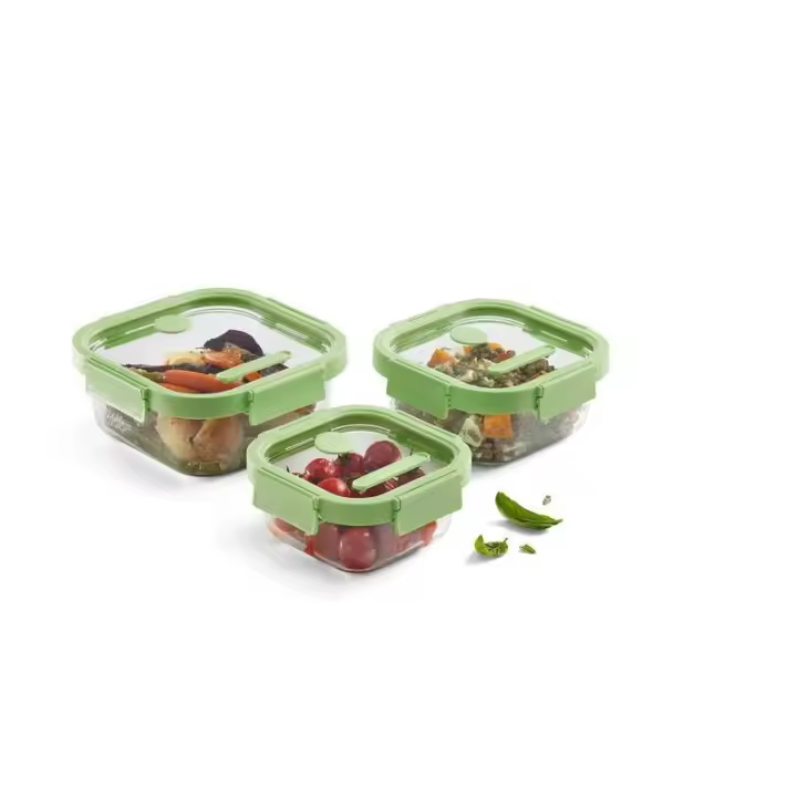 SET DE 3 RECIPIENTES HERMETICO 100% VIDRIO 3432000SURU017 CUADRADOS - 1