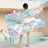 Toalla De Algodón Suave MINISO Sanrio Cinnamoroll Portátil Para Playa Gimnasio Natación Hogar Tamaño Rectangular Estilo Anime - details 4