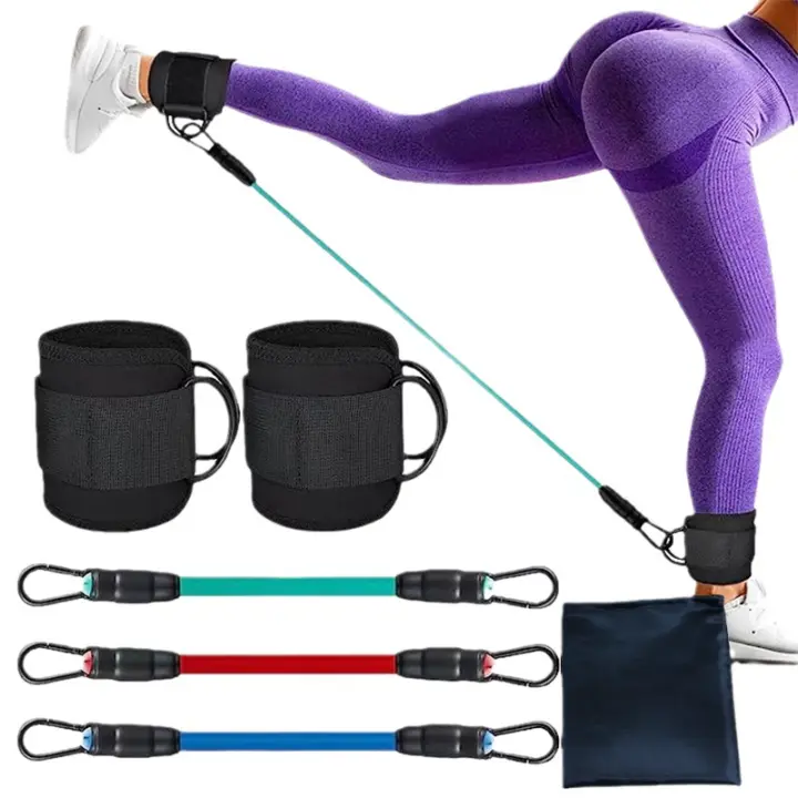 Juego de bandas de resistencia para tobillo, banda de tubo de tobillo con ajustable, 60 libras, tres bandas de resistencia diferentes, ejercicios de retroceso y glúteos, bandas de resistencia para piernas con correa de tobillo para mujeres y hombres - 1
