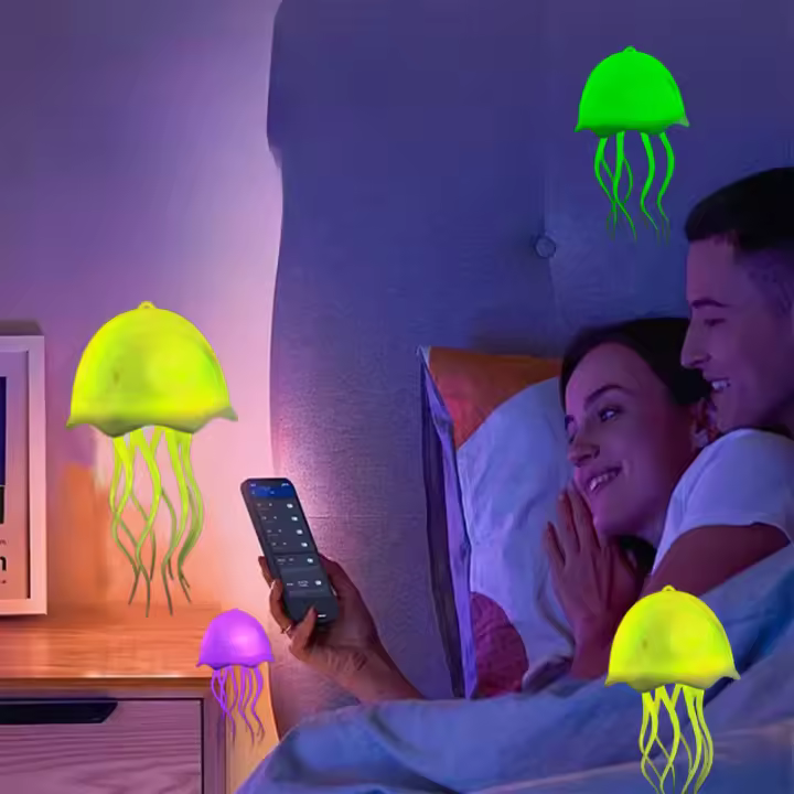 Lámpara De Noche Flotante Controlada Por Voz Con 72 Colores Cambiantes Y Sensing Ambiental Jellyfish LED Para Decoración - 1