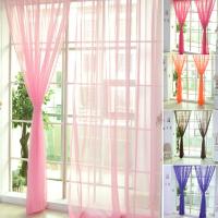 Cortina De Tules Colorida Transparente Y Sutil En Poliéster Para Dormitorio Cocina Sala De Estar Habitación De Niños Aula Con Bolsa De Acero En Rojo Negro Azul Verde - details 5