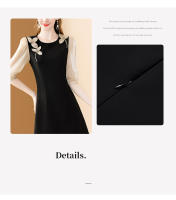 EVNISI Vestido Elegante Para Mujer Negro Con Bordado Y Flares Estilo Casual Slim Para Oficina Y Fiestas A-Linea Cuello O - details 4