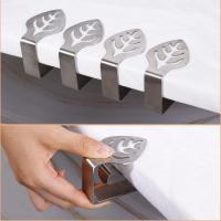 8 piezas de acero inoxidable mantel Clips hoja forma ajustable mantel clip titular para al aire libre wedg picnic restaurante Hogar, Plata - details 2