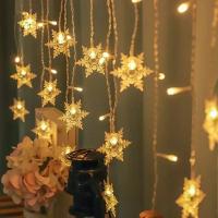 Luces De Navidad En Forma De Copo De Nieve 8 Modos Guirnalda De Ventana LED Icicle Fairy 2024 EU-Plug Decoración Para Año Nuevo 2025 - details 5