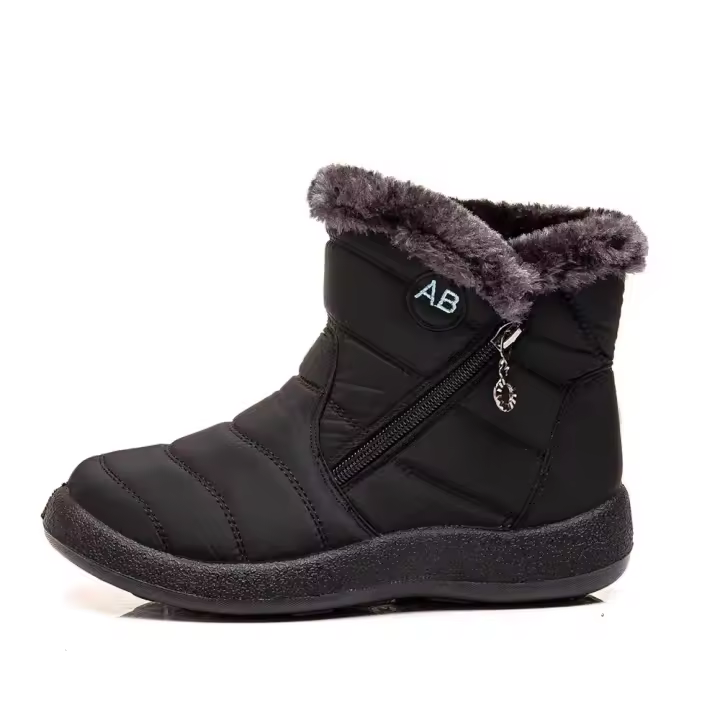 Botas De Invierno Impermeables Para Mujer 2024 Nuevas Con Peluche Botas De Nieve De Tobillo Calientes Negro Coupl Plataforma De Algodón Botines Para Adultos - 1