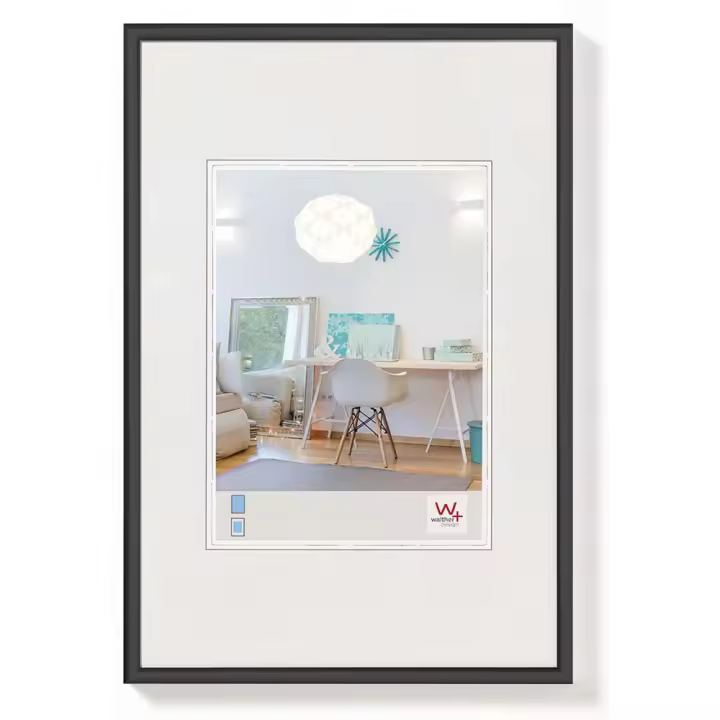 Marco Walther Design KV 50x60 Negro Plástico con Perfil Redondeado Cristal Transparente Trasera con Bisagra Tamaño Foto 30x40 Cm - 1