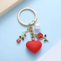 Llavero Elegante De Rosa Y Perla Para Hombres Y Mujeres Regalo Romántico De Amor Clásico De Zinc Alloy Medio OJO - details 0