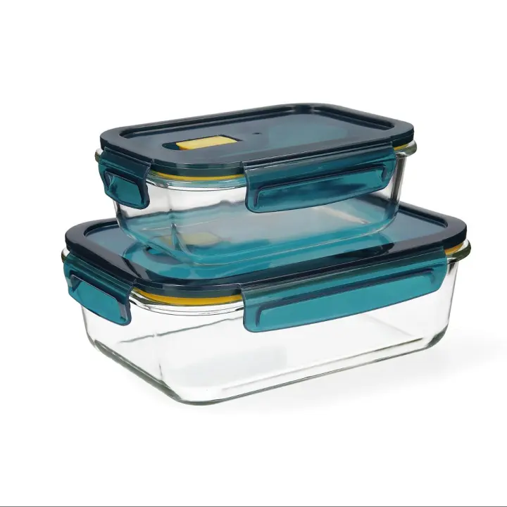 QUID ASTRAL Set 2 Herméticos Vidrio 64CL - 152CL Azul   Reciclable - 1