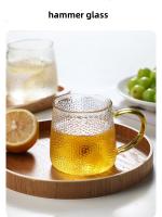Taza De Café Con Patrón De Martillo 350ml/400ml Vidrio Resistente Al Calor Con Asa Para Bebidas Hoteles Hogar Coctelería - details 1