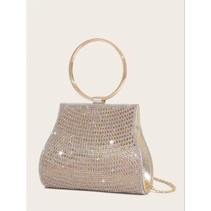 Bolso de mano con diamantes de imitación para mujer, bolsa de noche con piedras nupciales, para fiesta y boda - 1