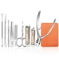 Set De Manicura Y Pedicura 9 Piezas Herramientas De Cuidado Personal Acero Inoxidable Con Estuche De Cuero PU Kit De Tijeras Y Cortauñas - details 7
