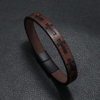 Pulsera De Cuero Hiphop Rock Para Hombres Con Hebilla Magnética Cruzada Accesorios Casuales Joyería Punk Pulsera Brazalete - details 3