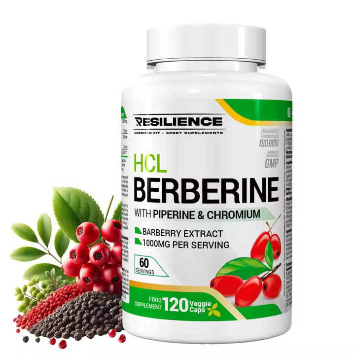 Resilience -Berberina 1000 mg con Pimienta Negra, Extracto de Berberina Pura en Cápsulas Veganas,  Suplemento Natural para Control de Glucosa, Colesterol y Salud Cardiovascular, Berberina HCl 120 Cápsulas - 1