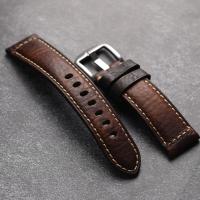 Correa De Cuero Genuino Italiano Para Hombres Vintage Hecha a Mano 20 22 24 26MM Compatible Con PAM111 441 Pulsera Suave De Cuero - details 5