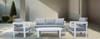 Conjunto de Terraza de Aluminio Blanco | Mesa  duradera con Tablero de Piedra Sincronizada | Ideal para 5 Personas - details 0