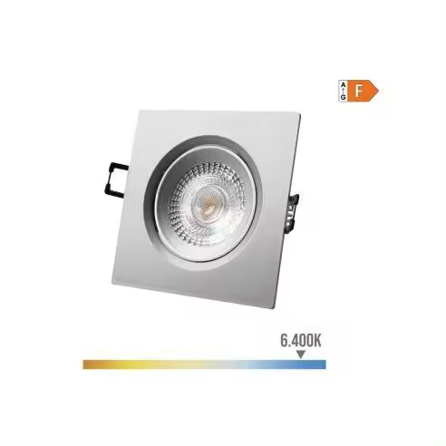 EDM Downlight LED Empotrable Cuadrado 5W 6400K Luz Fría Cromado 9x9cm - 31657  Iluminación Interior Downlights - 1