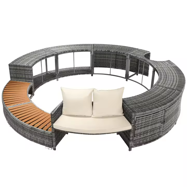 Conjunto de Salón y Muebles de Jardín Premium,Sofá Redondo, Patios Ajustables y Diseño para Zona de Piscina y Jardín - 1
