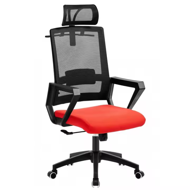 ORION91 Silla ESENTIAL de Oficina Director con Ruedas – Color Negro 🖤 Respaldo Ergonómico Transpirable Malla negra y Asiento Rojo 60x63x125cm Oficina Teletrabajo - SpazioLuzio - 1