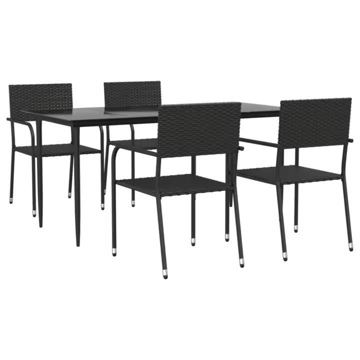 vidaXL Juego de comedor de jardín 5 piezas ratán sintético negro - 1