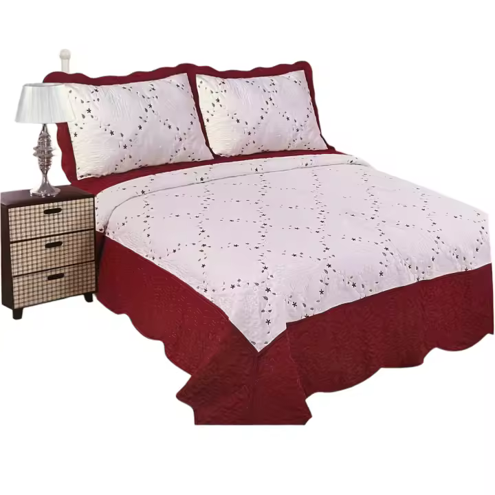 KingnetStore - Colcha Bouti Bordada Acolchada, Colcha Cubre Cama 100% Poliéster. Fina, Extra Suave y Ligera. Ideal para Primavera Verano Entretiempo, Con Funda Cojín Almohada, Elegancia y Suavidad con un Diseño Floral. Para Cama de 90 105 135 150 CM - 1