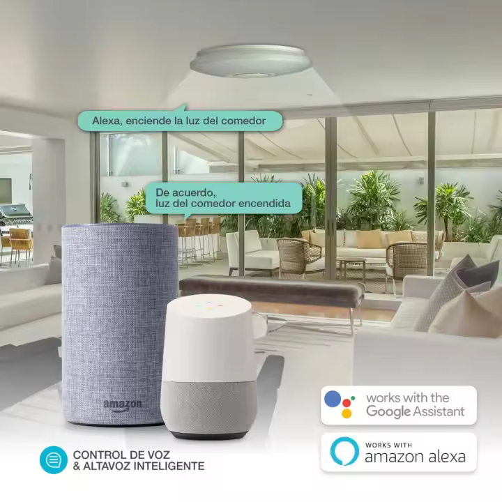 Plafón De Techo Inteligente Paris Gsc Garsaco con altavoz 24W, 3 Tipos de Luz +RGB, Control Remoto, Temperatura Regulable - 1