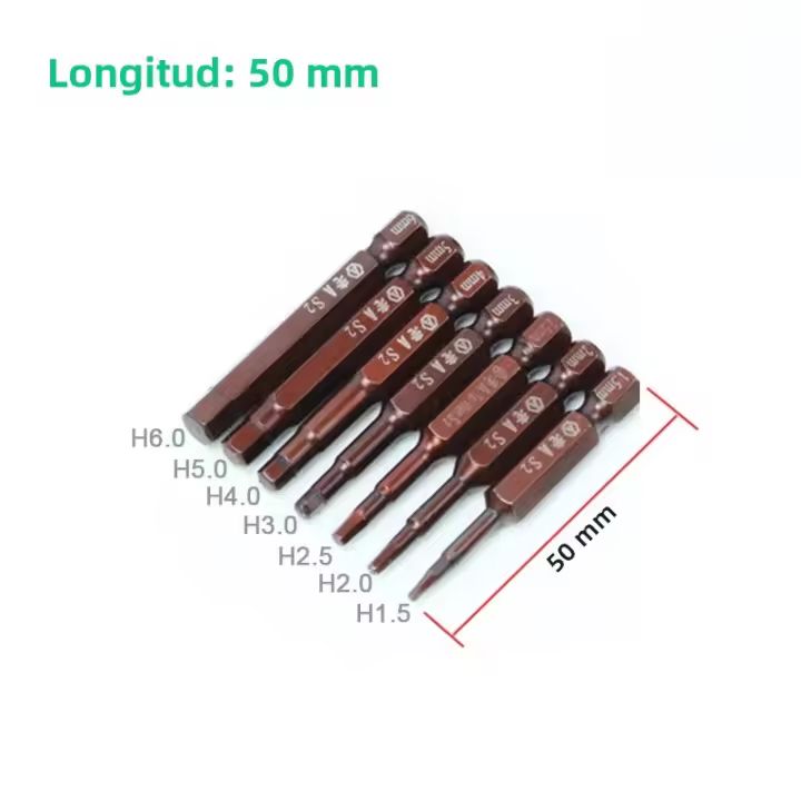 LAOA S2 Juego De Puntas De Destornillador Hexagonal Extensas Para Destornillador Eléctrico Tamaños H1.5 H2.0 H2.5 H3.0 H4.0 H5.0 H6.0 Acero De Aluminio Magnético No Personalizado - 1