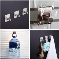 toalleros plateados autoadhesivos de acero para puerta, para baño y cocina. Ganchos metálicos. - details 0