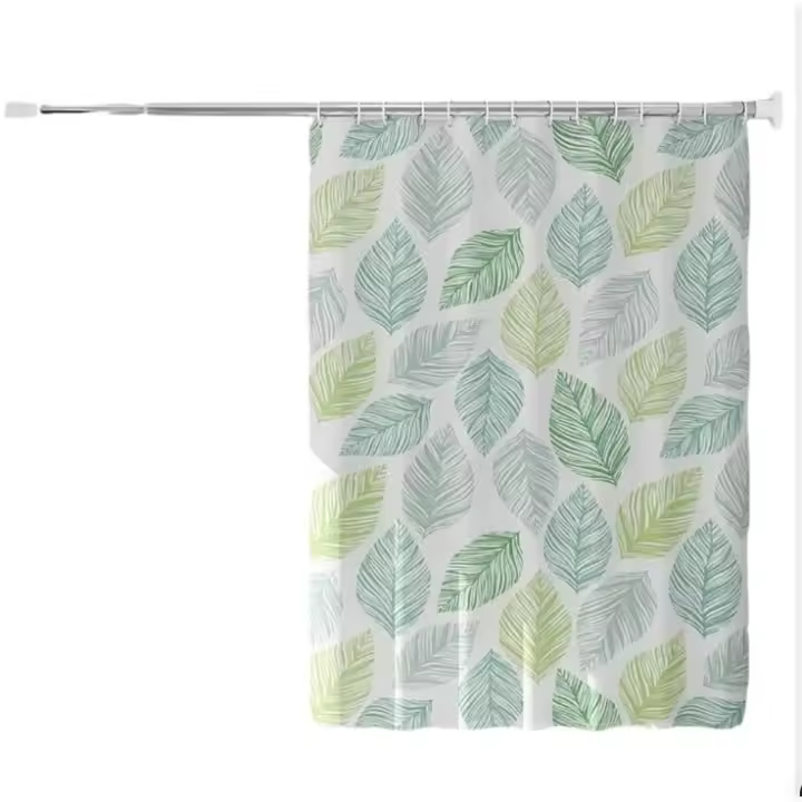 Cortina de Ducha,Impermeable y Resistente al Moho Cortinas de Baño de Hojas Verdes, Cortina Ducha Verde 180 x 200cm - 1