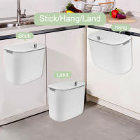 Bandeja De Cocina Montada En La Pared Con Papel Toalla Y Cesta De Basura Ecológica De 7L Con Tapa Contenedor De Residuos Para Encimera - details 11