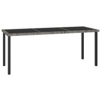 vidaXL Mesa de comedor para jardín ratán sintético 180x70x73 cm en color Negro/Gris | estructura resistente ideal para salón dormitorio o estudio - details 1
