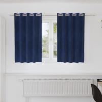 Cortinas opacas vidaXL con ojales 2 pcs de terciopelo azul oscuro - details 0